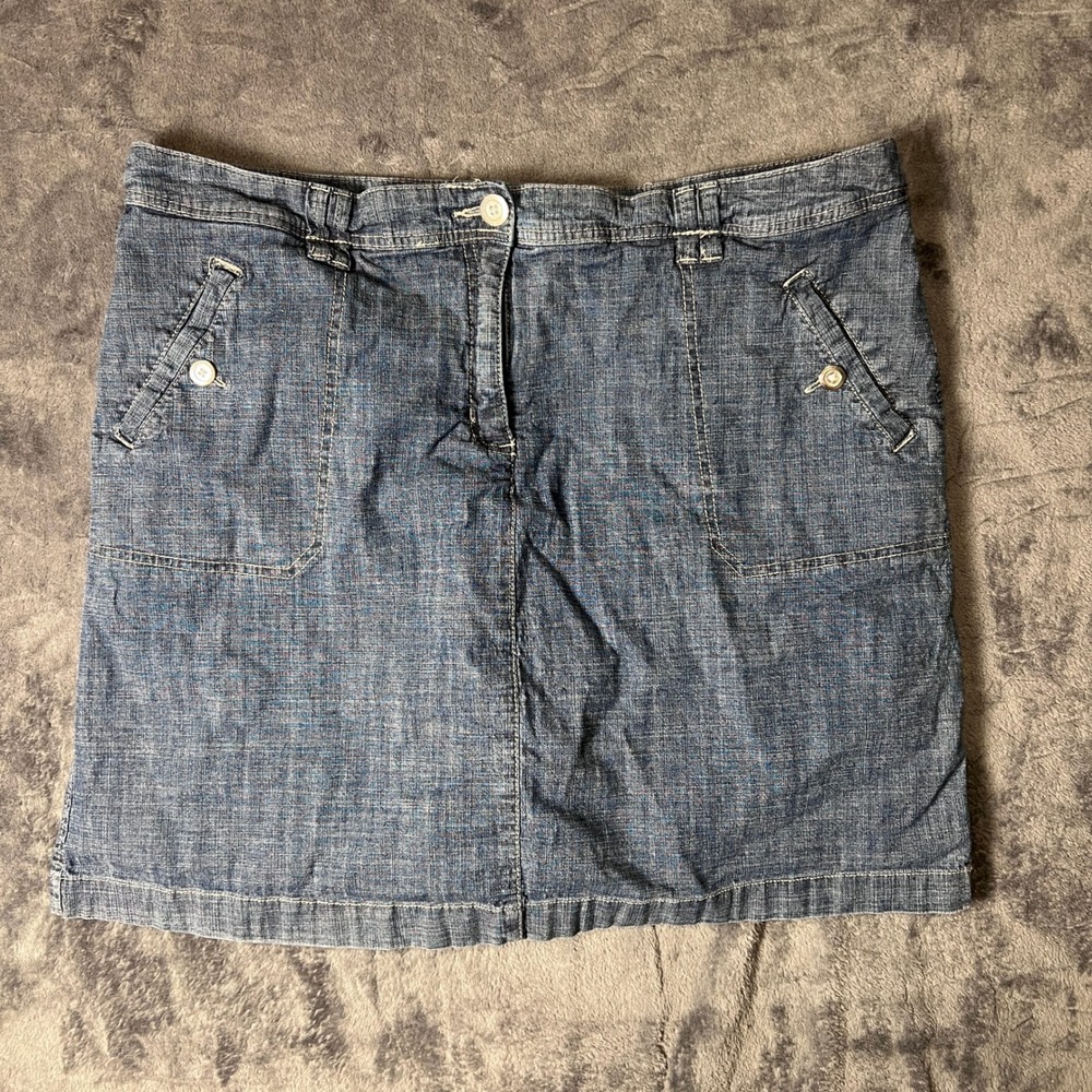Karen Scott Womens Blue Denim Skort Size 16 Mini Skirt Shorts Stretch Casual